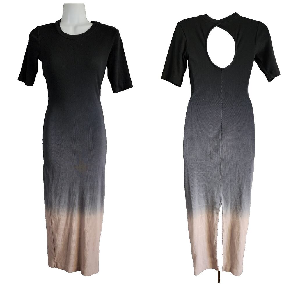 Young Fabulous & Broke YFB Ombre Bodycon Ribbed Knit Midi Dress XS Keyhole Back